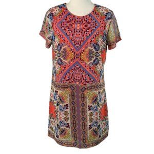 Lulus  Print Shift Dress Short Sleeve   Size Small